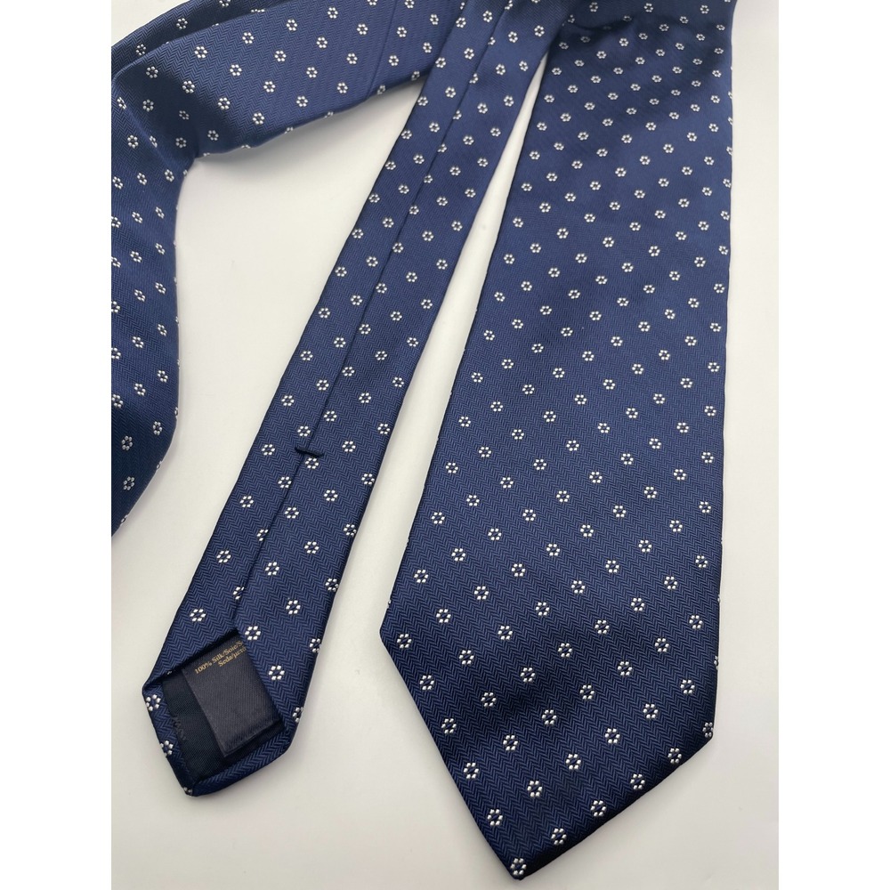 Brooks Brothers Navy Blue Silk Floral Medallion XL Necktie Made in USA Italian